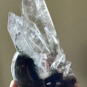 Unique Clear Quartz Phantom Crystal Skull/Cluster - Image 5