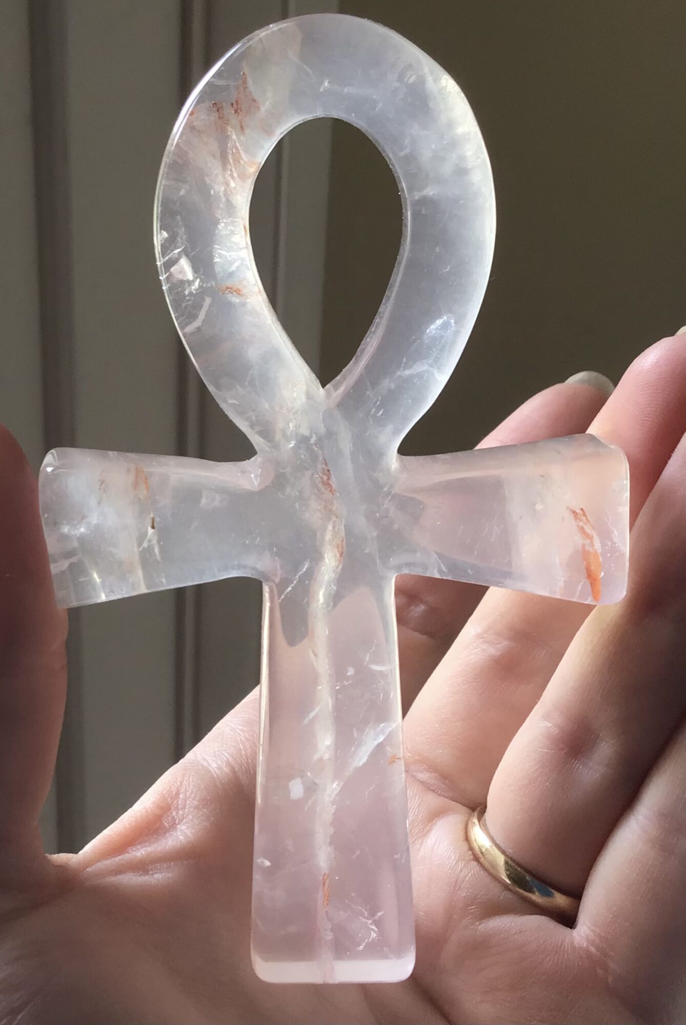 Clear Quartz Golden Healer Crystal Ankh