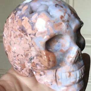 Peach Quartz Agate Geode Crystal Skull - Image 5