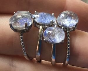 Rare Quartz Dumortierite 925 Silver Ring