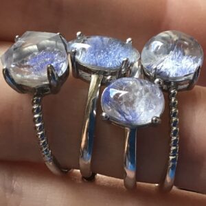 Rare Quartz Dumortierite 925 Silver Ring - Image 2