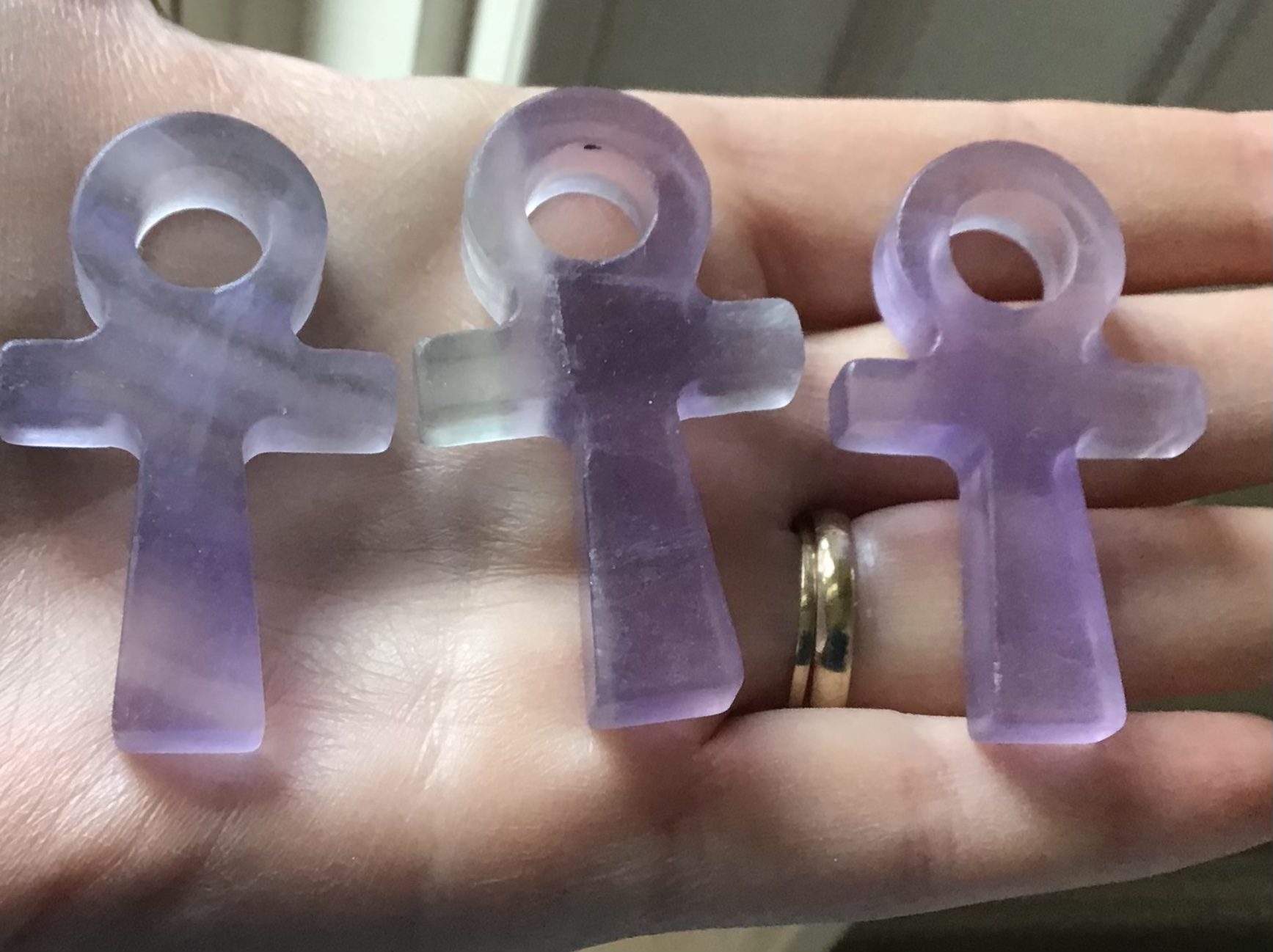Purple Fluorite Crystal Ankh Pendant