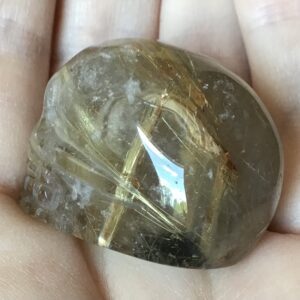 Gold Rutile Crystal Quartz Skull - Image 3