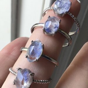 Rare Quartz Dumortierite 925 Silver Ring - Image 5