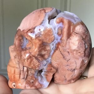 Peach/Pink Quartz Agate Geode Crystal Skull - Image 2