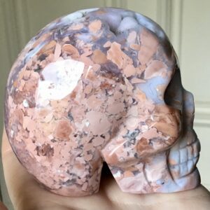 Peach Quartz Agate Geode Crystal Skull - Image 6