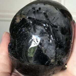 Black Tourmaline Quartz Crystal Skull - Image 6