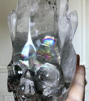 Unique Clear Quartz Phantom Crystal Skull/Cluster