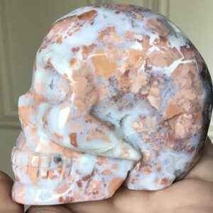 Peach Quartz Agate Geode Crystal Skull - Image 7