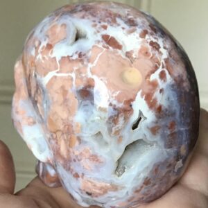 Peach Quartz Agate Geode Crystal Skull - Image 8