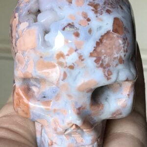 Peach Quartz Agate Geode Crystal Skull - Image 4