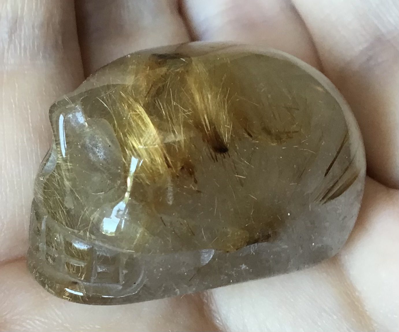 Gold Rutile Crystal Quartz Skull