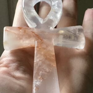 Clear Quartz Golden Healer Crystal Ankh - Image 6
