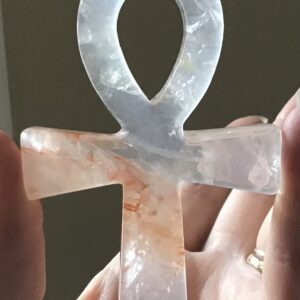Clear Quartz Golden Healer Crystal Ankh - Image 4