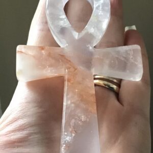 Clear Quartz Golden Healer Crystal Ankh - Image 3