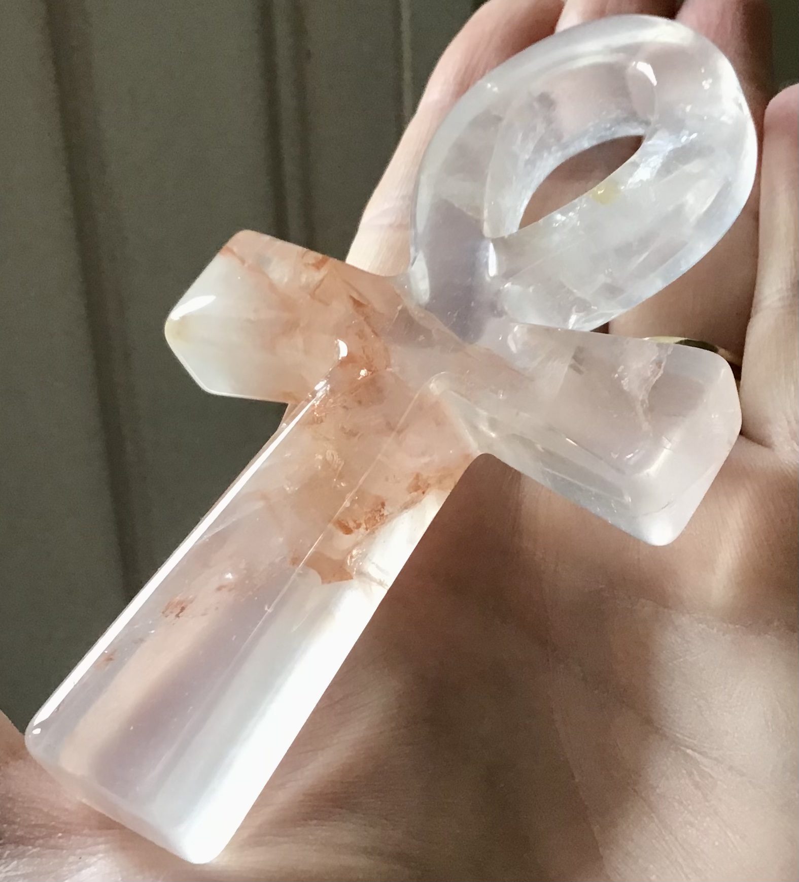 Clear Quartz Golden Healer Crystal Ankh