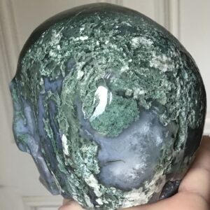 Geode Quartz Moss Agate Crystal Skull - Image 8