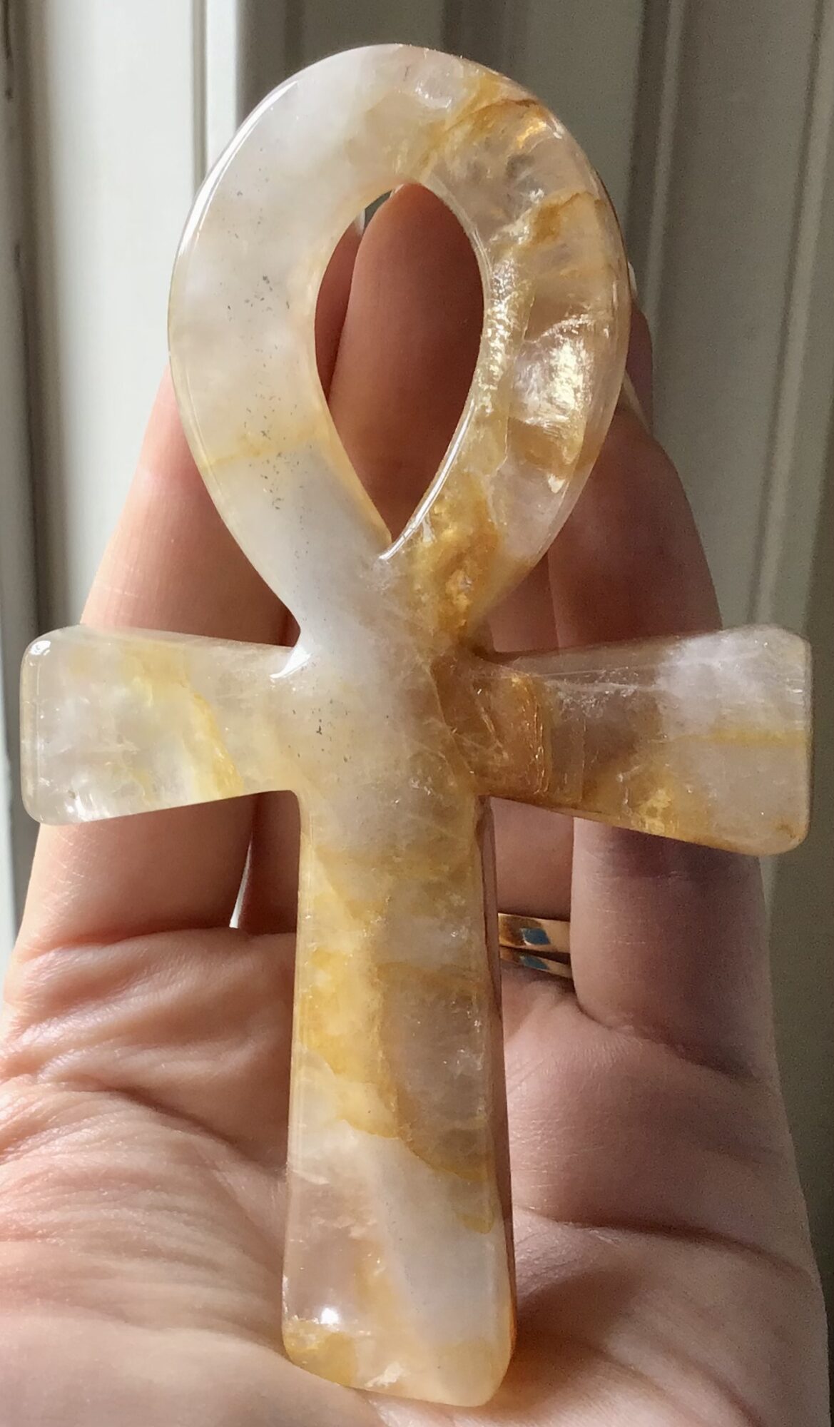 Quartz Golden Healer Crystal Ankh