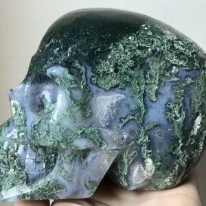 Geode Quartz Moss Agate Crystal Skull - Image 2