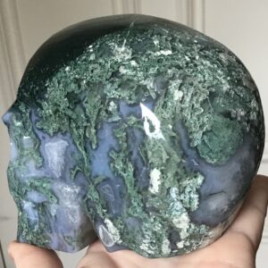 Geode Quartz Moss Agate Crystal Skull - Image 7