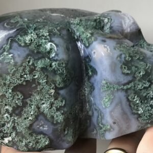 Geode Quartz Moss Agate Crystal Skull - Image 6