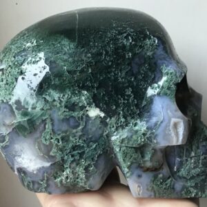 Geode Quartz Moss Agate Crystal Skull - Image 4