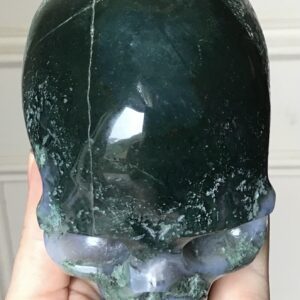 Geode Quartz Moss Agate Crystal Skull - Image 5